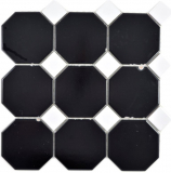 Octágono mosaico de cerámica octa negro mate con blanco brillante mosaico azulejos pared azulejos backsplash cocina cuarto de baño MOS13-Octa0301_f