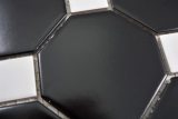 Muestra de mano cerámica mosaico Octa negro mate con blanco brillante mosaico azulejo pared azulejo backsplash cocina baño MOS13-Octa0301_m