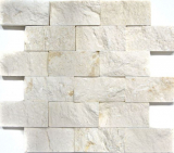 Mosaico de piedra caliza natural split cara pared de piedra blanco crema Ladrillo Piedra caliza 3D óptico azulejo backsplash - MOS29-49792