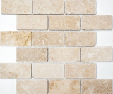Travertino mosaico azulejos terraza pared suelo piedra natural beige ladrillo aspecto pared azulejo plato de ducha azulejo cocina - MOS43-1202