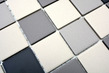 Muestra de mano azulejo mosaico beige claro gris antracita sin esmaltar backsplash MOS14B-0208-R10_m