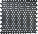 Botón mosaico LOOP redondo mosaico plato de ducha suelo negro antracita sin esmaltar antideslizante pared - MOS10-0304-R10