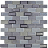 Mosaico de vidrio mosaico estera mosaico frontera cerámica viejo gris antracita gris oscuro - MOS83IC-0229