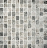 Mosaico de vidrio Revestimiento de pared sostenible Reciclaje textura de madera gris claro Azulejos backsplash MOS63-312