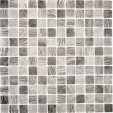 Mosaico de vidrio sostenible revestimiento de pared textura de madera reciclada gris beige azulejo backsplash MOS63-324