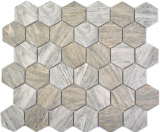 Hexagonal hexágono mosaico de azulejos de cerámica de grano de madera gris marrón mezcla de azulejos de mosaico pared backsplash cocina cuarto de baño - MOS11H-0200