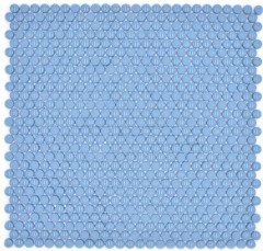 Botón mosaico Loop redondo mosaico azul brillante mate pared azulejo backsplash cocina baño MOS140-0411