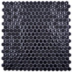 Mosaico de vidrio hexagonal hexágono mosaico negro brillante mate mosaico azulejo pared azulejo backsplash cocina baño