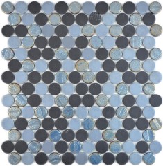 Botón mosaico Loop redondo mosaico azul antracita mosaico azulejo pared azulejo backsplash cocina baño MOS129-R05