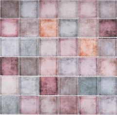 Mosaico de vidrio mosaico azulejos rosa marrón púrpura pared azulejo backsplash cocina baño - MOS88-0412