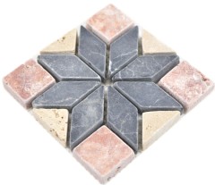 Mini travertino piedra natural decoración rossoverona rosa gris antracita beige incrustación pared baño cocina suelo sauna - MOSDEKO01