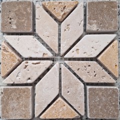 Mini incrustación de piedra natural travertino decoración beige dorado amarillo nogal marrón pared suelo cocina baño aseo sauna - MOSDEKO37