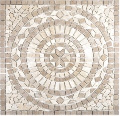 XL incrustación piedra natural travertino beige claro crema nogal marrón mosaico azulejo suelo cocina pared baño sauna - MOSDEKO68