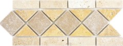 Travertino piedra natural borde amarillo dorado beige nogal marrón pared suelo ducha baño cocina sauna WC - MOSBor-0266