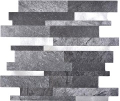 mosaico de vinilo autoadhesivo palos piedra mirada cuarzo antracita plata azulejo backsplash pared de la cocina MOS200-32BS