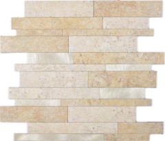 mosaico de vinilo autoadhesivo se pega aspecto de piedra caliza marrón oro azulejo backsplash pared de la cocina MOS200-36LBG