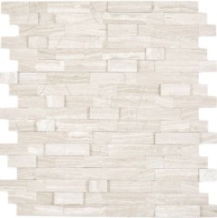 mosaico compuesto autoadhesivo tiras piedra natural Traverin beige azulejo backsplash cocina pared look MOS200-M02