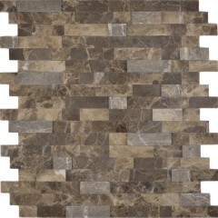 mosaico compuesto autoadhesivo tiras piedra natural emparador marrón azulejo backsplash cocina pared look MOS200-M52