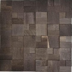 Mosaico de madera autoadhesivo panel de madera chapa marrón oscuro 3D pared de madera cocina backsplash