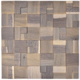 panel de madera de mosaico de madera autoadhesiva frente nogal marrón 3D pared de madera cocina azulejos backsplash