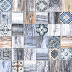 Mosaico azulejo patchwork azul gris efecto madera azulejo backsplash cocina splashback MOS160-w400