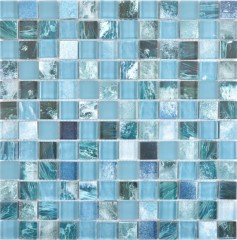 Azulejos de mosaico de mosaico de vidrio Arts and Crafts verde azul Océano pared azulejo backsplash cocina ducha baño MOS74-0605