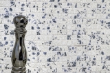 Muestra de mano mosaico azulejo retro vintage cerámica blanco azul flor cocina splashback MOS18D-1404_m