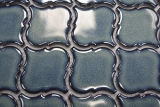 Muestra de mano retro vintage mosaico azulejo cerámica florentino azul moteado brillante MOS13-0408_m