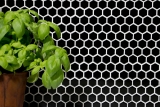 Muestra de mano mosaico azulejo cerámica hexágono negro brillante pared azulejo baño MOS11A-0302_m