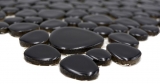 Muestra de mano guijarros mosaico Pebbles cerámica manchas negro plato de ducha azulejo backsplash MOS12-0302_m