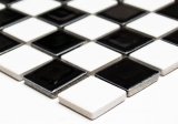 Muestra de mano mosaico azulejo de cerámica tablero de ajedrez blanco negro brillante backsplash MOS18-0306_m