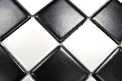 Muestra de mano mosaico azulejo cerámica blanco negro mate tablero de ajedrez azulejo backsplash MOS16-CD202_m