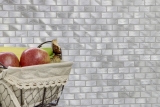 Muestra de mano mosaico azulejo aluminio plata Ladrillo aluminio alu Azulejo backsplash cocina MOS48-0204_m