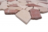 Muestra de mano mosaico azulejo mármol piedra natural rojo beige cantera Ciot Rosso Verona Botticino MOS44-1002_m