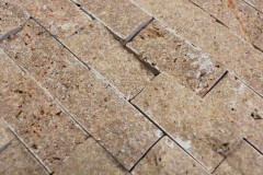 Muestra de mano mosaico pared de piedra Travertino piedra natural nogal Ladrillo Splitface Noce Travertino 3D MOS43-44248_m