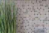 Muestra de mano azulejo mosaico ECO Reciclaje GLAS Esmalte crema mate cristal MOS140-03C_m