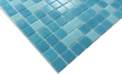 Muestra de mano piscina mosaico piscina mosaico azulejo vidrio azul claro azul papel pegado MOS52-0402_Papier_m