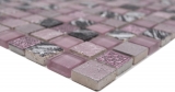 Muestra de mano mosaico azulejo Azulejo backsplash Rosa translúcido Mosaico de vidrio Cristal Resina rosa BAÑO WC Cocina PARED MOS82-1104_m