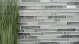 Muestra de mano mosaico azulejo Azulejo espejo translúcido acero inoxidable claro plata gris compuesto mosaico de vidrio Cristal acero claro plata gris MOS87-MV698_m