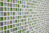 Muestra de mano mosaico azulejo Azulejo backsplash Acero inoxidable translúcido verde Mosaico de vidrio Cristal acero verde MOS92-0506_m