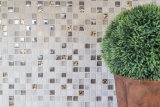 Muestra de mano azulejo mosaico Azulejo backsplash Translúcido oro gris claro Mosaico de vidrio Piedra de cristal EP oro gris claro MOS92-HQ12_m