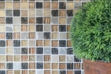 Muestra de mano mosaico azulejo Azulejo backsplash Translúcido oro marrón Mosaico de vidrio Cristal piedra oro marrón estructura MOS83-CR17_m