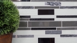 Muestra de mano mosaico azulejo azulejo backsplash translúcido gris negro compuesto vidrio mosaico Crystal piedra claro gris negro MOS67-GV34_m