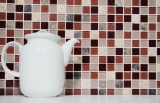 Muestra de mano mosaico azulejo espejo translúcido marrón vidrio mosaico cristal piedra marrón BAD WC cocina PARED MOS92-1304_m