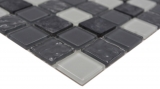 Muestra de mano mosaico azulejo translúcido gris cristal mosaico piedra gris MOS62-0207-GN_m