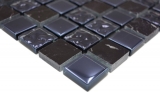 Muestra de mano mosaico azulejo Gris translúcido negro Mosaico de vidrio Piedra de cristal gris negro MOS82-0208_m