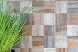 Muestra de mano mosaico azulejo espejo autoadhesivo aluminio gris beige metal aspecto madera MOS200-2422_m