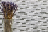 Muestras de mano mosaico azulejo azulejo backsplash vinilo autoadhesivo papel de aluminio vinilo plata blanco vinilo gris plata oblonga 4-pack MOSVinyl-24086_m