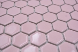 Muestra de mano cerámica mosaico hexágono rosa antiguo brillante mosaico azulejo pared azulejo backsplash cocina baño MOS11H-1111_m
