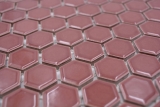 Muestra de mano cerámica mosaico hexágono frontera rojo brillante mosaico azulejo pared azulejo backsplash cocina baño MOS11H-0910_m